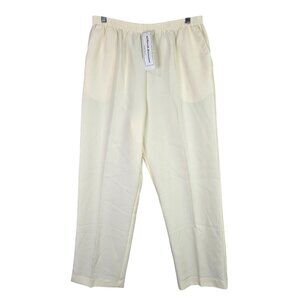 Womens Alfred Dunner Ivory Elastic Waist Pull On Dress Pants Polyester Size 14